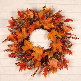 Decorative Flowers 45cm Autumn Wreath Christmas Decoration Thanksgiving Garland Window Restaurant Home Door