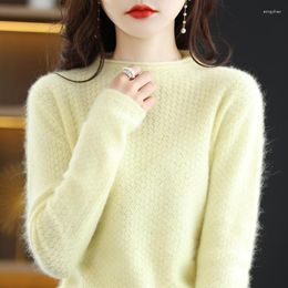 Women's Sweaters Spring And Autumn Mink Cashmere Sweater O-neck Pullover Fashion Hollow Knit Bottoming Coat