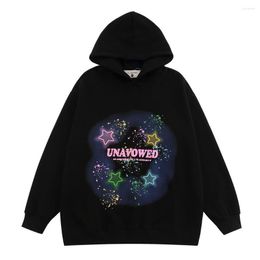 Men's Hoodies 23Men Cotton Sweatshirts Spring Autumn Hip Hop Style Star Spray Print Loose Hooded Male Tide Tops Wild