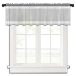 Curtain Grey Striped Rural Farmhouse Kitchen Small Window Tulle Sheer Short Bedroom Living Room Home Decor Voile Drapes