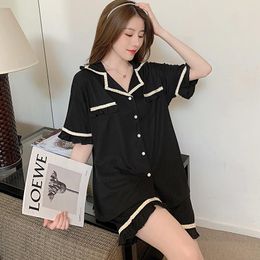 Women's Sleepwear 2023 Pyjamas Women Set Short Sleeves Pure Cotton Korean Home Clothes Ladies Sexy Nightwear Suit Summer