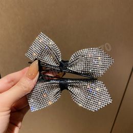 2Pcs Crystal Bow Hair Clips Vintage Shiny Bowknot Side Hairpin Cute Girls Barrettes Headdress Hair Accessories for Women Gifts