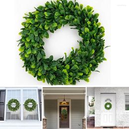 Decorative Flowers Boxwood Wreath For Front Door Wall Window Artificial Green Farmhouse Wreaths Hanging Decor Indoor Outdoor Spring