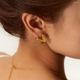 Dangle Earrings Grie 2023 Trendy Stainless Steel Heart For Women 14K Gold Plated Cubic Zirconia Earring Daily Fine Jewellery Gifts