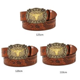 Belts Longhorn Bull Belt Buckle Belt Vintage Western Belt Cowboy Belts For Men Western With Big Buckle Leather Belt Jeans Belt 230715