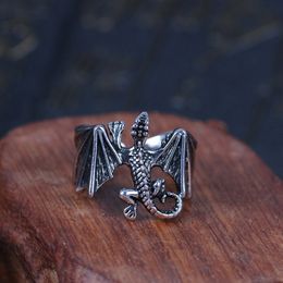 Vintage dragon ring men's women's rock hip hop pterodactyl ring Fashion Titanium Steel Ring Jewelry Gift Adjustable