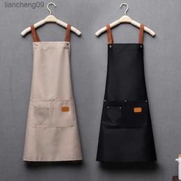 New Fashion Kitchen Aprons for Woman Men Chef Work Apron for Grill Restaurant Bar Shop Cafes Beauty Nails Studios Uniform L230620