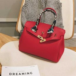 Bag Platinum Luxurys Single Handbag Leather Top Women Shoulder Satchel Big Womens Fashion Lychee Fashion Korean Version