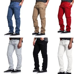Pantaloni da uomo 2023 Cargo Men Summer Leather Panels Thin Mens Straight Pants
