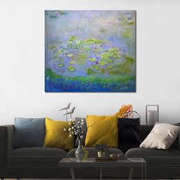 Impressionist Canvas Art Water Lilies in Green Claude Monet Painting Handmade Oil Reproduction Modern Hotel Room Decor