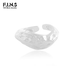 F.I.N.S Irregular Pure S925 Sterling Silver Rings for Women Textured Uneven Open Resizable Finger Minimalist Fine Jewellery