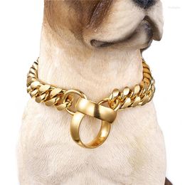 Dog Collars Stainless Steel Chain Collar 14mm Pet Choker Necklace Metal Training Pinch For Pitbulls Medium Large Dogs