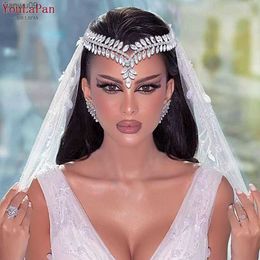 TOPQUEEN Forehead Bridal Headband Rhinestone Headpiece Wedding Hair Accessories Brides Hair Ornaments Woman Headdress HP529 L230704