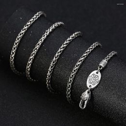 Chains Real 925 Sterling Silver Necklace 3mm Wheat Link Chain Vajra Clasp All Size