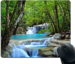 Mouse Pad Custom Waterfalls Creek Landscape Trees Waterfall Stones Non-Slip Thick Rubber Mouse pad,9.5 X 7.9 Inch