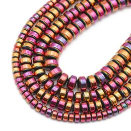 Beads Flat Cylinder Rose Red Hematite Natural Stone Round Spacers Charm Loose For Jewellery Making Diy Bracelet Findings 3/4/6/8MM