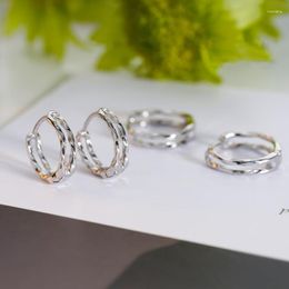 Hoop Earrings Cute 925 Silver Needle Double Layer Simple For Women Exquisite Huggies Pulseras Mujer Eh1019