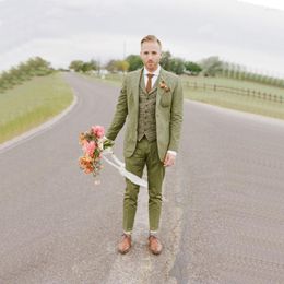 Men's Suits 2-piece Single-breasted Slim Fit Wedding Groomsmen Custom-made Dresses Linen Suit Man Elegant Male Full Ternos Mens