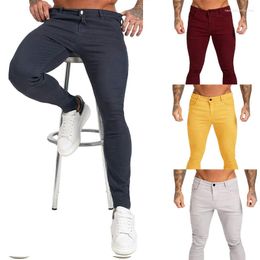Men's Jeans 2023 Solid Colour Denim Trousers Ouma Four Seasons Simple Slim Low-rise Ripped Feet Pants Men