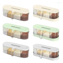 Storage Bottles 4 Compartment Seasoning Box Single Hand Press Container Condiment Jars Large Capacity Wall Mount Spice Rack Tool