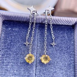 Dangle Earrings Natural Real Citrine Star Drop Earring 925 Sterling Silver 0.4ct 2pcs Gemstone Fine Jewellery J228152