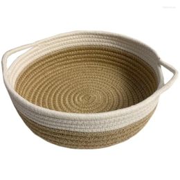 Storage Baskets Cotton Rope Weave Cosmetic Organizer Office Table Bowl Wicker Basket Cabinet Home Desk Folding Container