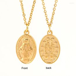 Pendant Necklaces Our Lady Virgen Mary Necklace Thin Choker For Women/Girls Gold Colour Jewellery Rolo Cable Chain Collar