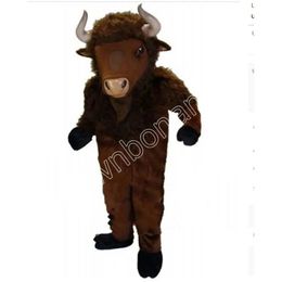 Long Fur Bull Mascot Costumes Cartoon Fancy Suit for Adult Animal Theme Mascotte Carnival Costume Halloween Fancy Dress