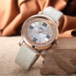 Wristwatches Low Price Promotion Women's Watches Casual Leather Belt Quartz Ladies Students Girls Crystal Reloj De Mujer