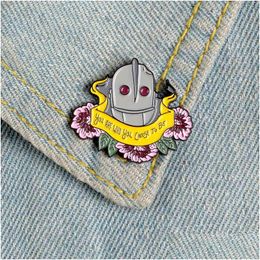Pins Brooches Flower With The Iron Nt Enamel Pins Robot Banner Denim Badge Shirt Bag Jackets Lapel Pin For Women Jewellery Gift Frien Dhvlj