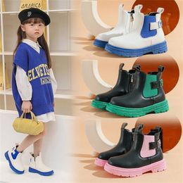 Fashion Kids Short Boots Pu Leather Designer Autumn Winter Children Shoes Boys Girls Classic Waterproof Martin boot Rubber Sole