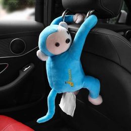 Car Tissue Box For fiat 500 peugeot 508 citroen smart fortwo ford focus mk2 bmw For audi q5 bmw x5 Monkey Cartoon Car Short Plush Tissue Box T230718