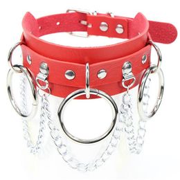 Fashion Sexy Choker Necklaces Goth Collar Chain Belt Necklace Pendant Pu leather Chocker Bondage Club Party Wedding Jewellery Gift288M