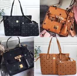 designer lady tote handbag women's shoulder bags high quality leather tote bag fashion women purse large handbags 2pcs/set