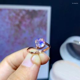 Cluster Rings Romantic Moonstone Gemstone Ring Women Fine Jewellery Natural Gem Good Colour Real 925 Silver Gold Plated Moonlight Date Gift