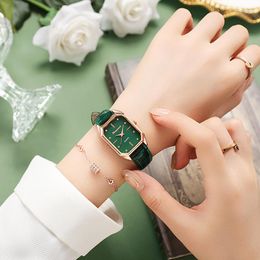Wristwatches Brand Women Watches Fashion Square Ladies Quartz Watch Bracelet Green Dial Simple Rose Gold Mesh Luxury