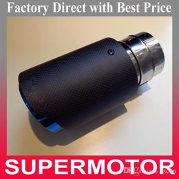 1PCS IN 63MM OUT 101MM Akrapovic Exhaust Pipe Escape Carbon Fibre with Blue Stainless Steel Muffler Tail Tip291l