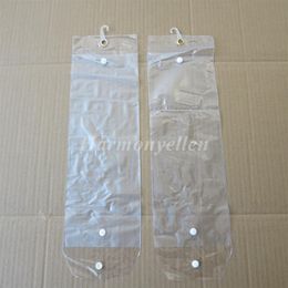 30pcs lot 20inch-24inch plastic pvc bags for packing hair extension transparent packaging bags with Button248Q