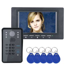 Other Intercoms Access Control Wired Video Door Phone 7 Inch Colour TFT LCD Smart Video Intercom Doorbell with IR Night Vision Camera Support ID Card Unlock x0718