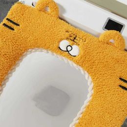 Toilet Seat Cushion Washable Lovely Tiger Embroidered Toilet Cover Mat Fuzzy Four Seasons Universal Toilet Cover for Bathroom L230621