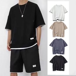 Mens Tracksuits summer mens twopiece casual Tshirt and Sportswear fashionable short sleeved track field clothes ropa hombre 230718