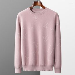 Men's Sweaters Cashmere Sweater Round Neck Merino Wool Top Casual Large Size Jacket Fashion Embroidery Printing