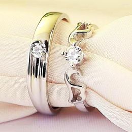 Cluster Rings 2Pcs/Set Classic Couple Wedding Engagement Ring Crystal Elegant Women Valentine Day Gift Finger Jewelry Wholesale Drop