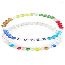 Charm Bracelets 2Pcs/Set Crystal For Women Girls Initial Letter Lover Beads Colourful Popcorn Beading Series Fashion Jewellery