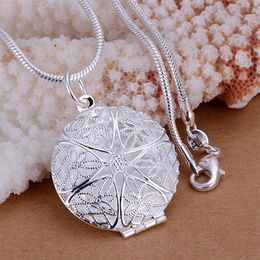 Po Lockets Circle pendants necklace for Key Ring 20'' chains 925 sterling silver p167 For Holidays Gift255w