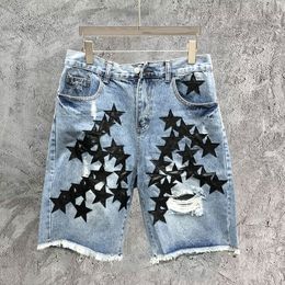 Men's Jeans Star Pattern Patch Street Motorcycle Denim Shorts Punk Hip Hop Pantalon Homme Trendy 230718