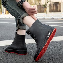 Rain Boots Couple 2023 Summer Fashion Allmatch Rubber NonSlip Waterproof Work Comfortable Fishing Shoes 3644 230718