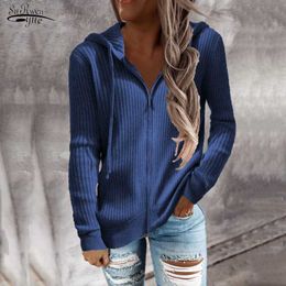 Women's Sweaters Vintage Zipper Cardigan Hooded Sweaters 2022 Autumn Women Ladies Casual Hoodies Loose Long Sleeve Tops Knitted Outerwear 23177 L230718