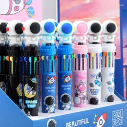 Cartoon Astronaut 36pcs Boxed Ten-color Ballpoint Pen Creative Student Writing Stationery 0.7mm School Painting Small Gift Award