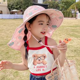 Caps Hats Children Sun Hat Adjustable - Outdoor Toddler Swim Beach Pool Hat Kids UPF 50 Wide Brim Chin Strap Summer Play Hat 230717